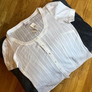 LOFT Women's Embroidered Fitted Blouse~10~White